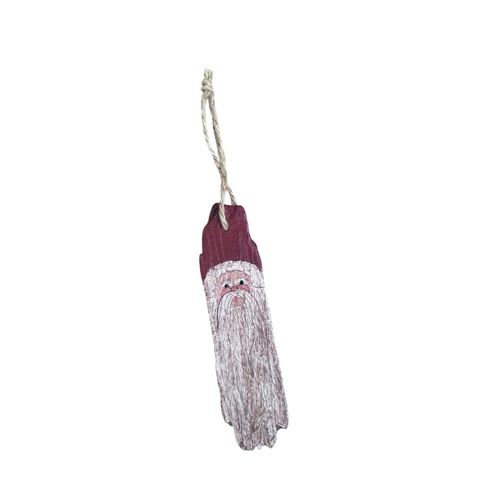 Vintage 1999 Hand Painted‎ Santa Bark Ornament Ste Genevieve Folk Art Christmas